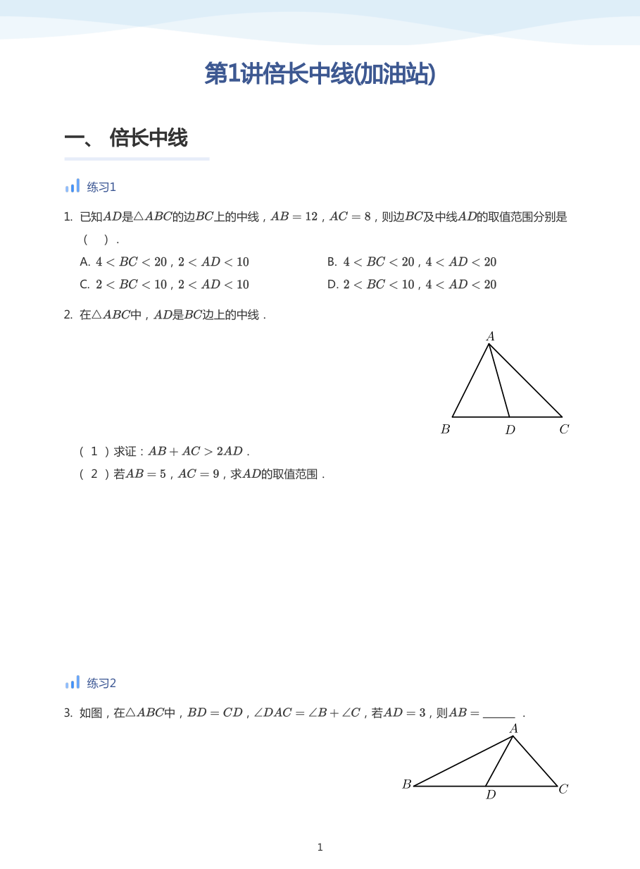 第1讲倍长中线(加油站)(学生版).pdf 第 1 页